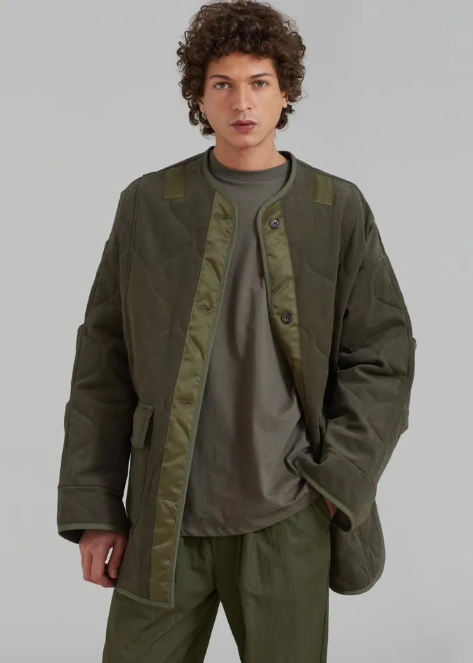 Men The Frankie Shop Outerwear Ted Quilted Jacket Army Green