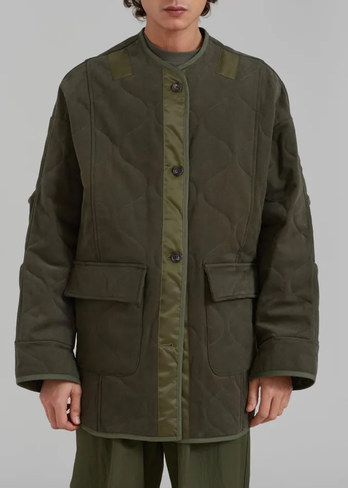 Men The Frankie Shop Outerwear Ted Quilted Jacket Army Green