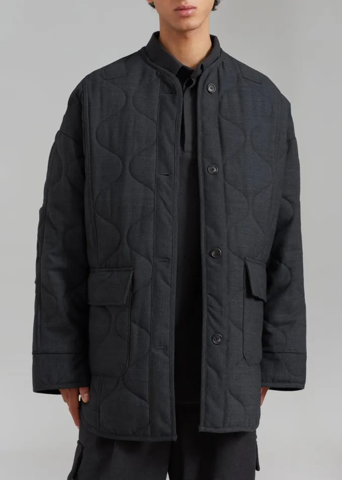 Men The Frankie Shop Outerwear Ted Quilted Jacket Charcoal