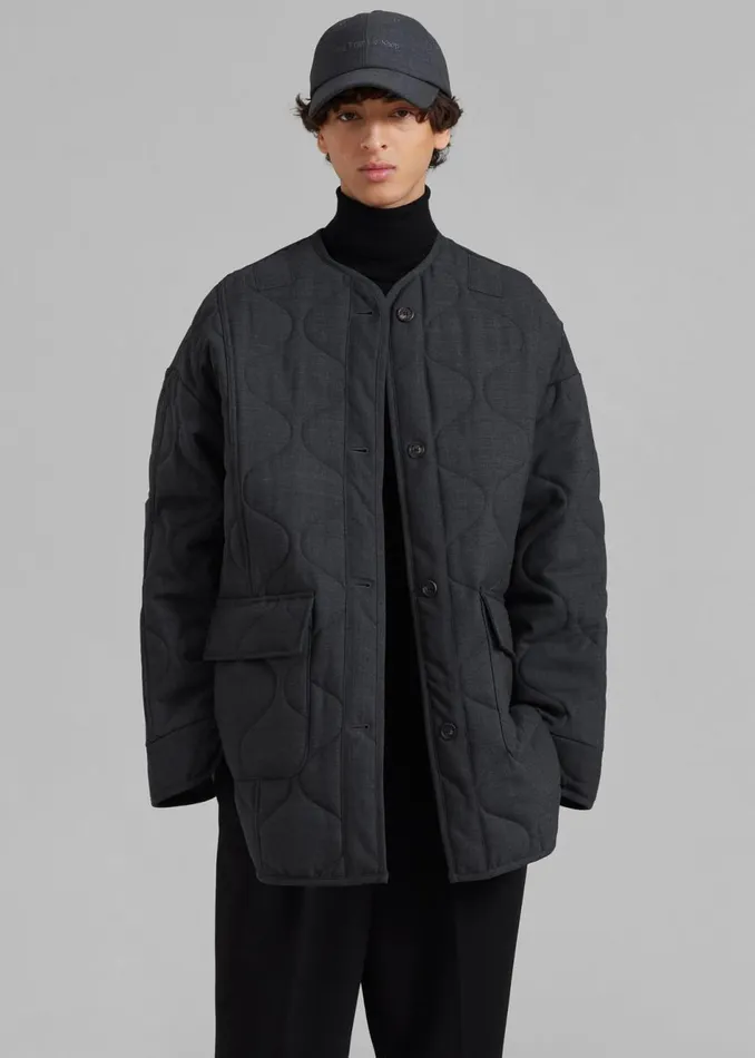 Men The Frankie Shop Outerwear Ted Quilted Jacket Charcoal
