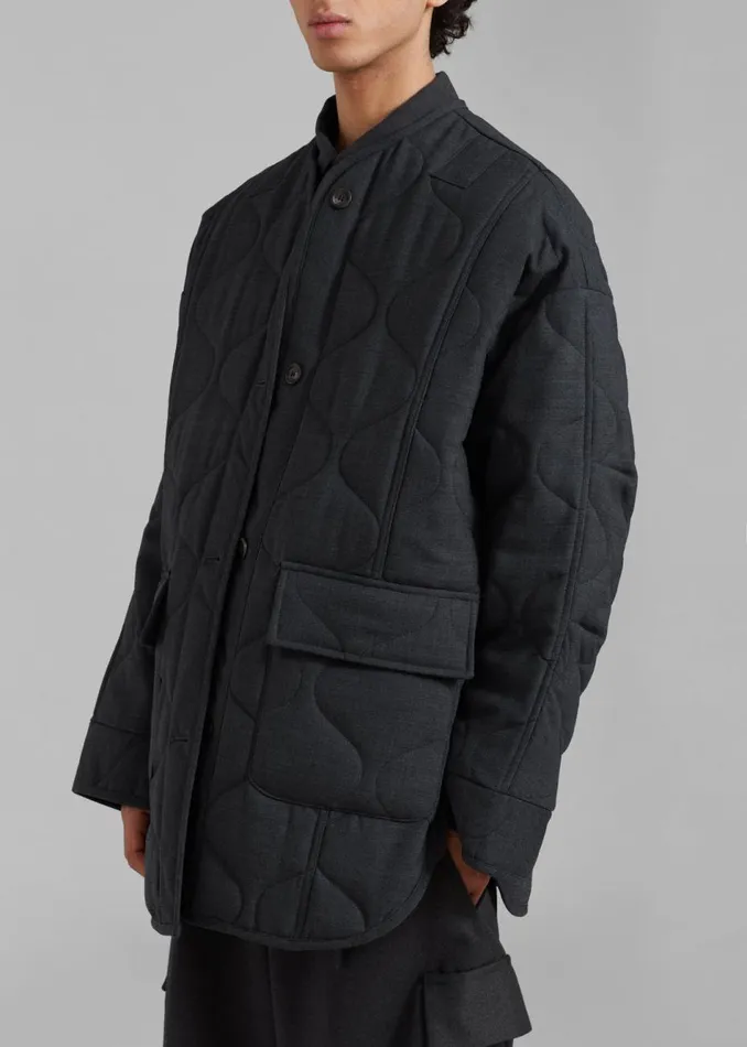 Men The Frankie Shop Outerwear Ted Quilted Jacket Charcoal