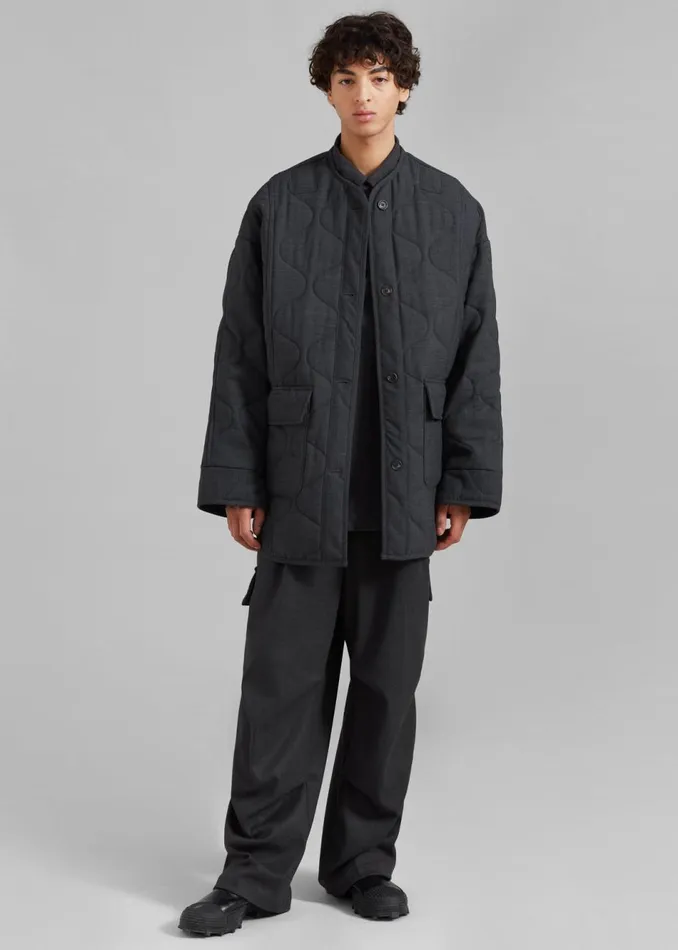 Men The Frankie Shop Outerwear Ted Quilted Jacket Charcoal