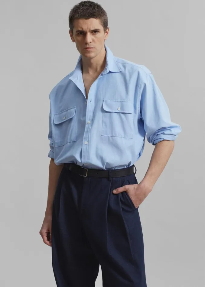 Men The Frankie Shop Tops Alexander Button Up Shirt Blue