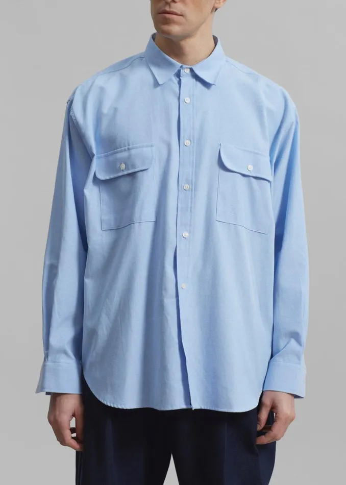 Men The Frankie Shop Tops Alexander Button Up Shirt Blue