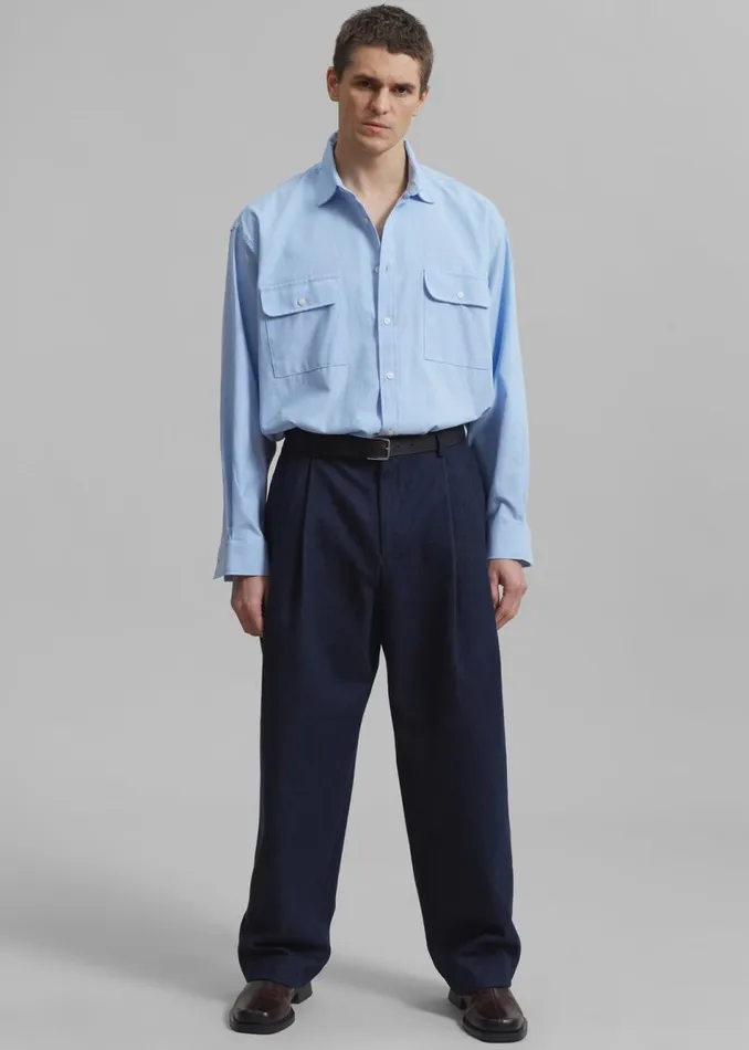 Men The Frankie Shop Tops Alexander Button Up Shirt Blue