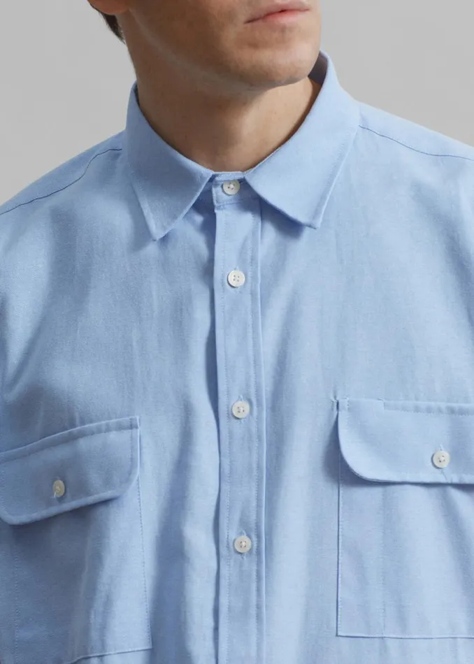 Men The Frankie Shop Tops Alexander Button Up Shirt Blue