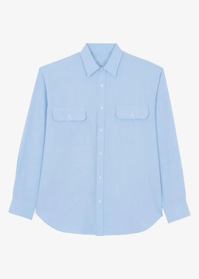 Men The Frankie Shop Tops Alexander Button Up Shirt Blue
