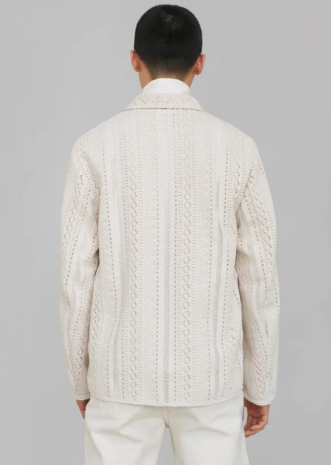 Men The Frankie Shop Tops Amomento Crochet ZipUp Shirt Ecru