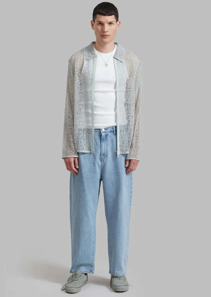Men The Frankie Shop Tops Amomento Lace Zip Up Shirt Mint