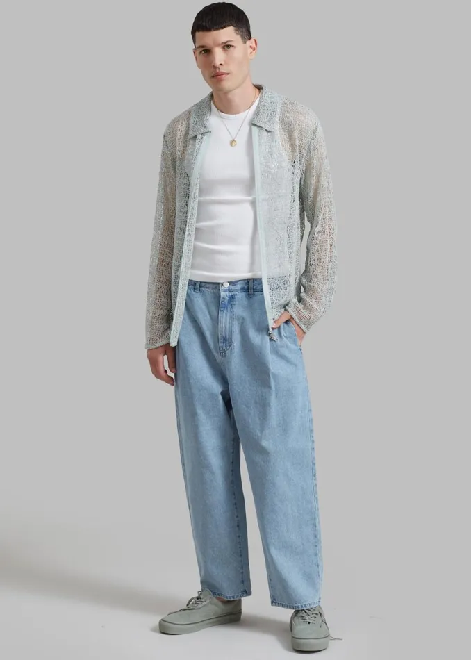 Men The Frankie Shop Tops Amomento Lace Zip Up Shirt Mint