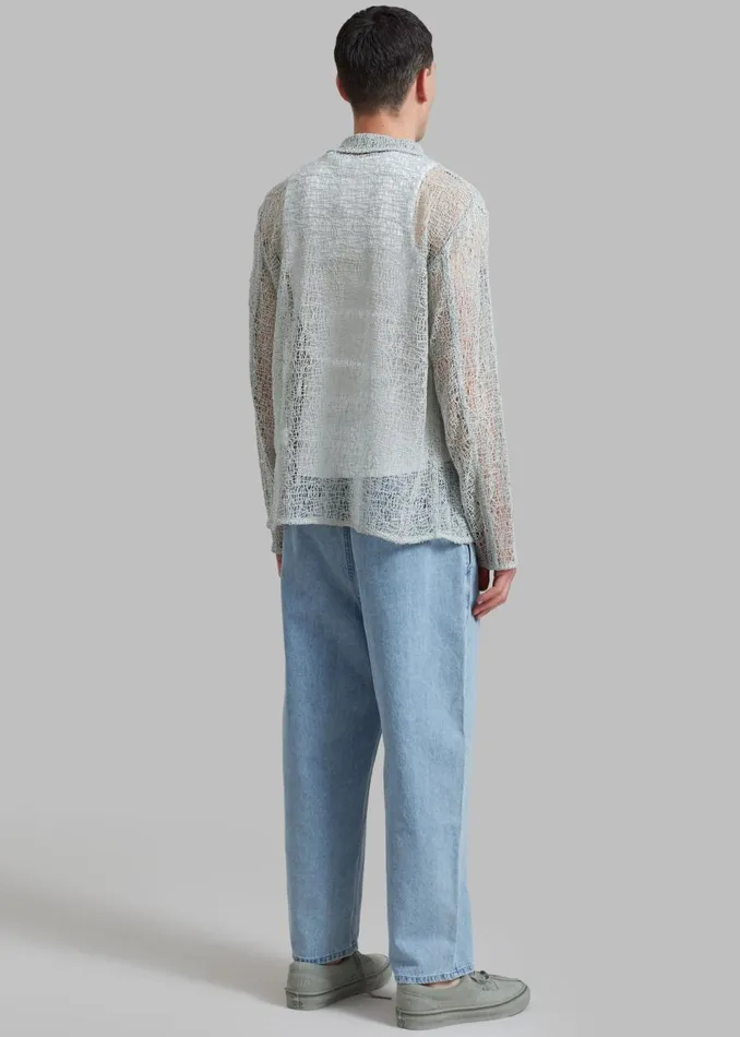 Men The Frankie Shop Tops Amomento Lace Zip Up Shirt Mint