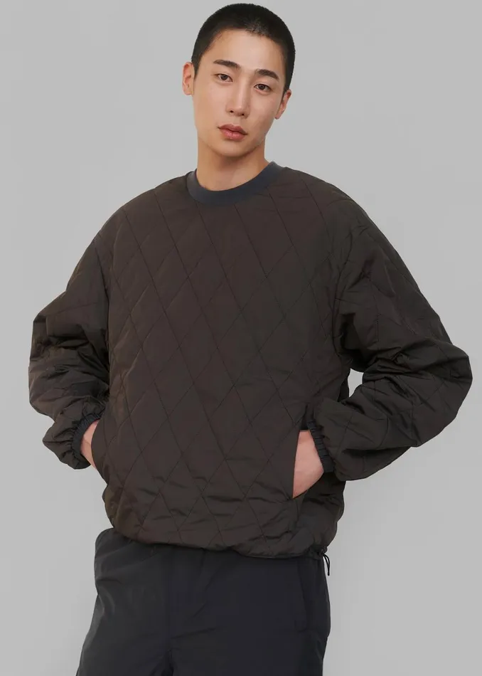 Men The Frankie Shop Tops Amomento Reversible Padded Sweatshirt Dark Brown