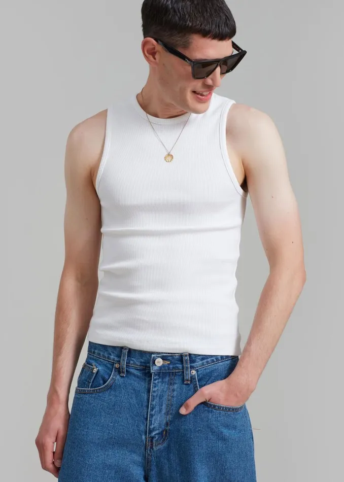Men The Frankie Shop Tops Amomento Round Neck Sleeveless Top White
