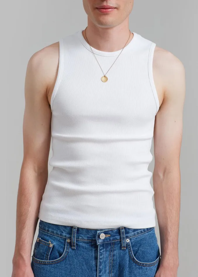 Men The Frankie Shop Tops Amomento Round Neck Sleeveless Top White