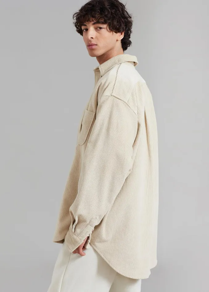 Men The Frankie Shop Tops Camden Corduroy Shirt Cream