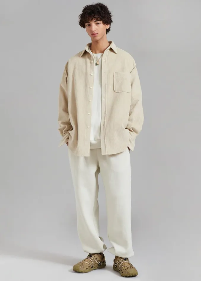 Men The Frankie Shop Tops Camden Corduroy Shirt Cream