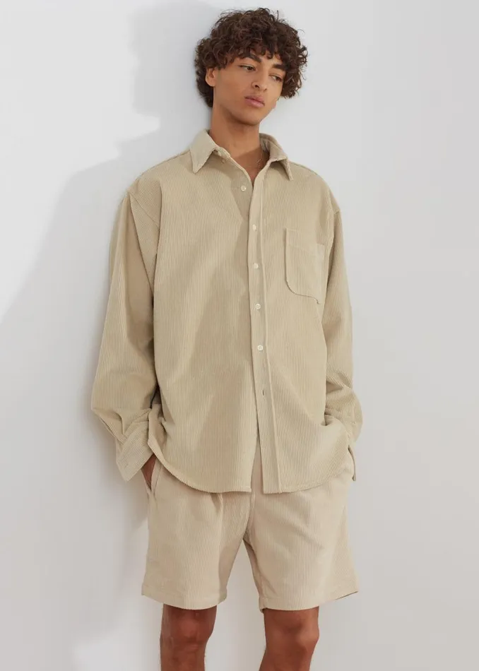 Men The Frankie Shop Tops Camden Corduroy Shirt Cream