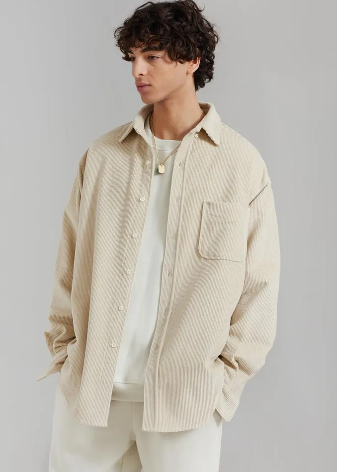 Men The Frankie Shop Tops Camden Corduroy Shirt Cream