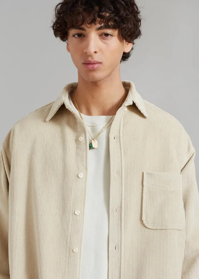 Men The Frankie Shop Tops Camden Corduroy Shirt Cream