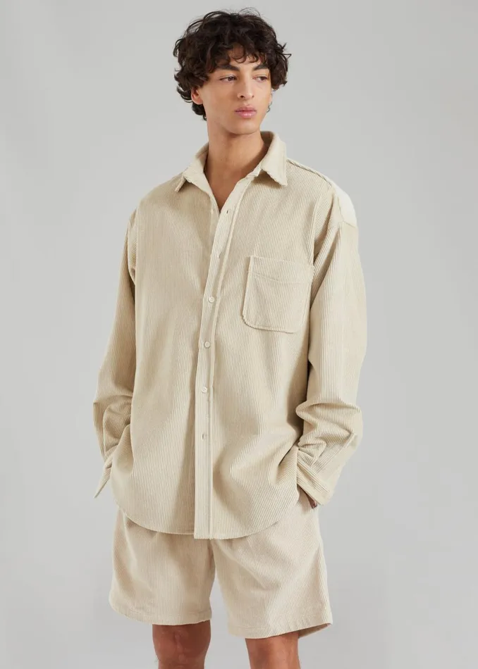 Men The Frankie Shop Tops Camden Corduroy Shirt Cream