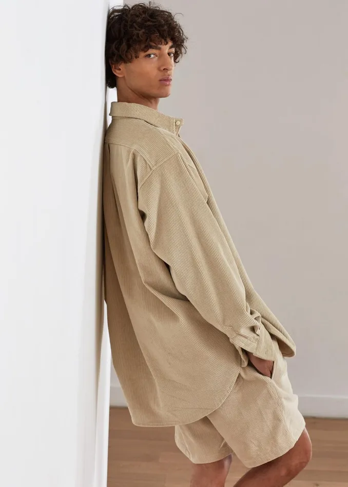 Men The Frankie Shop Tops Camden Corduroy Shirt Cream