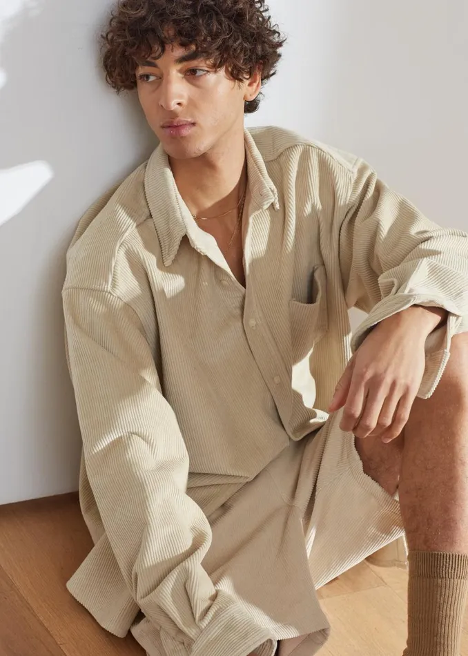 Men The Frankie Shop Tops Camden Corduroy Shirt Cream