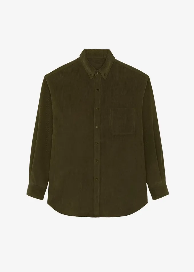 Men The Frankie Shop Tops Camden Corduroy Shirt Olive