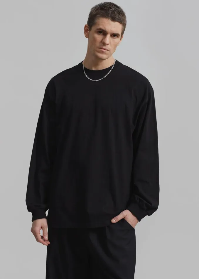 Men The Frankie Shop Tops Christopher Long Sleeve Tee Black