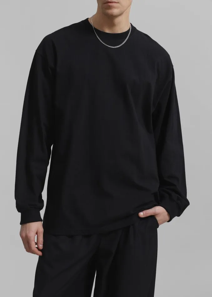 Men The Frankie Shop Tops Christopher Long Sleeve Tee Black