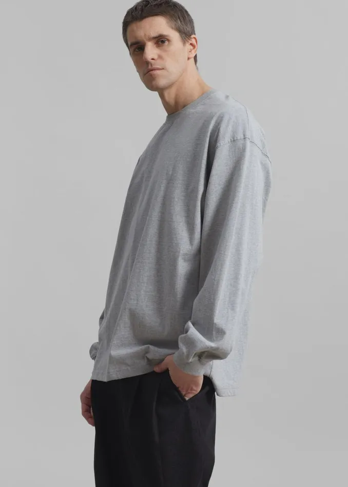 Men The Frankie Shop Tops Christopher Long Sleeve Tee Grey