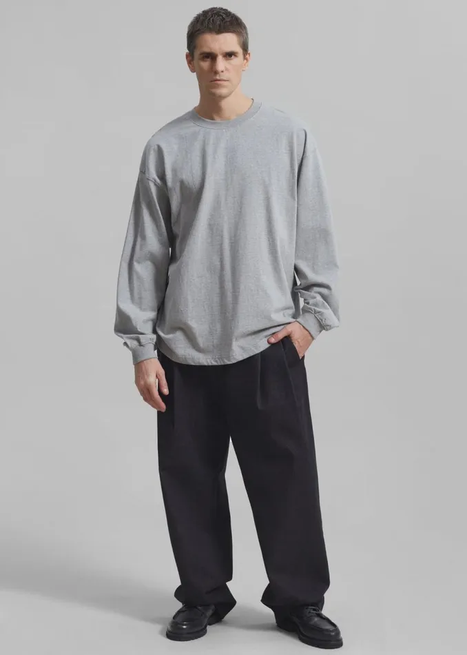 Men The Frankie Shop Tops Christopher Long Sleeve Tee Grey