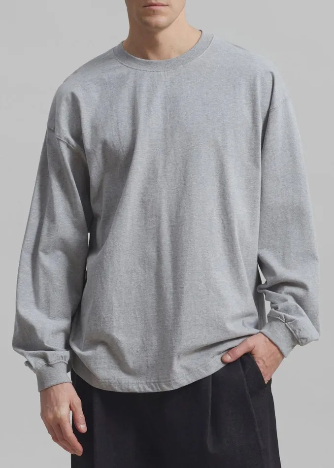 Men The Frankie Shop Tops Christopher Long Sleeve Tee Grey