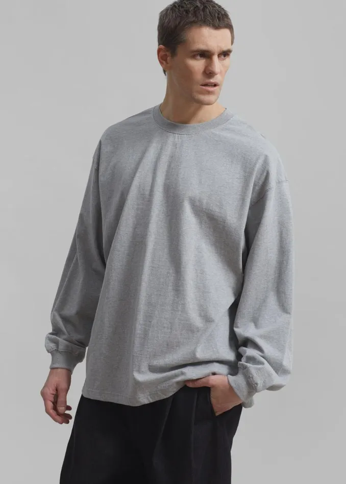 Men The Frankie Shop Tops Christopher Long Sleeve Tee Grey
