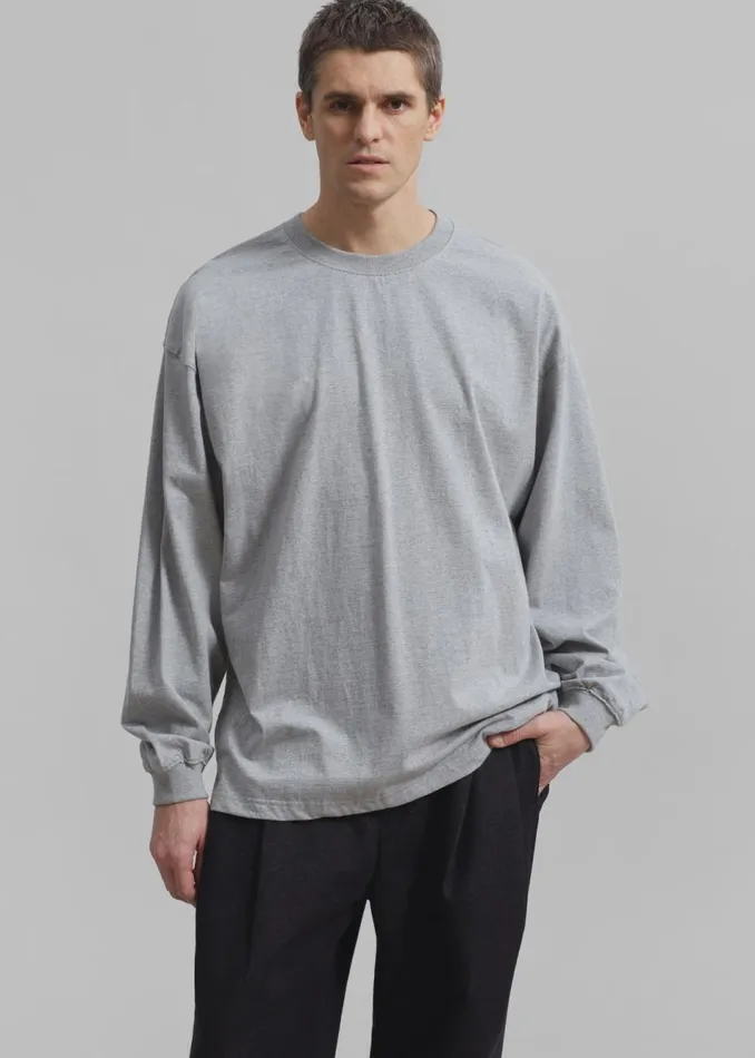 Men The Frankie Shop Tops Christopher Long Sleeve Tee Grey