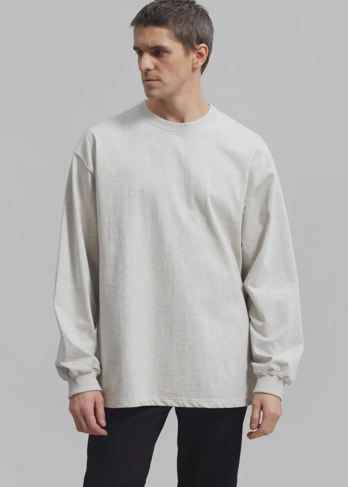 Men The Frankie Shop Tops Christopher Long Sleeve Tee Oat Melange