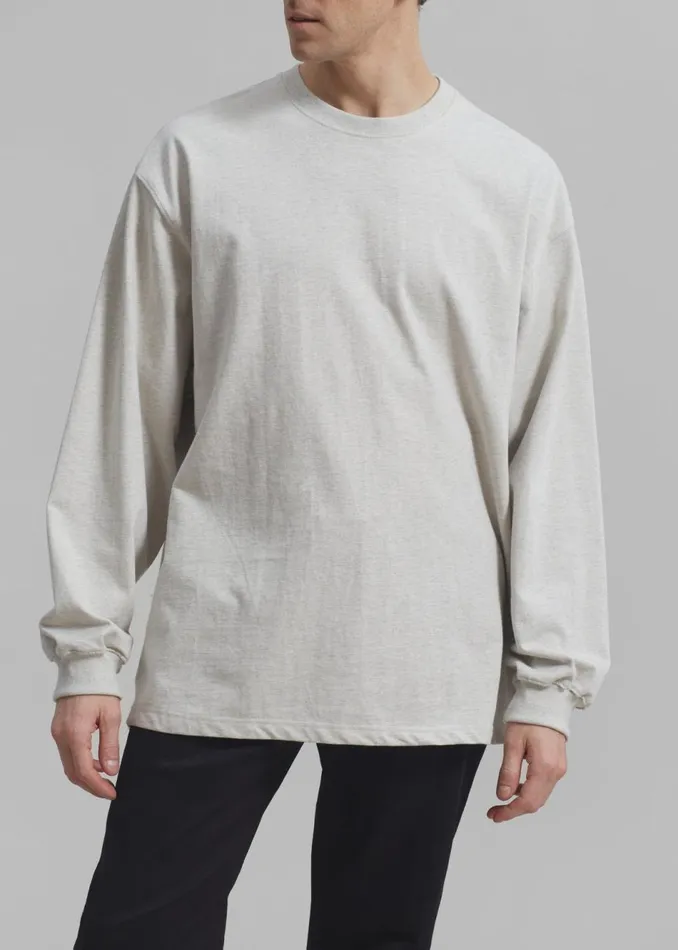 Men The Frankie Shop Tops Christopher Long Sleeve Tee Oat Melange
