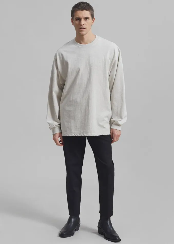 Men The Frankie Shop Tops Christopher Long Sleeve Tee Oat Melange