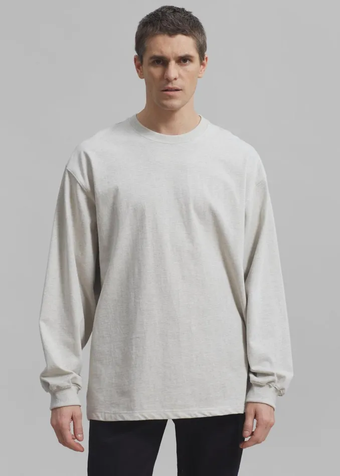 Men The Frankie Shop Tops Christopher Long Sleeve Tee Oat Melange