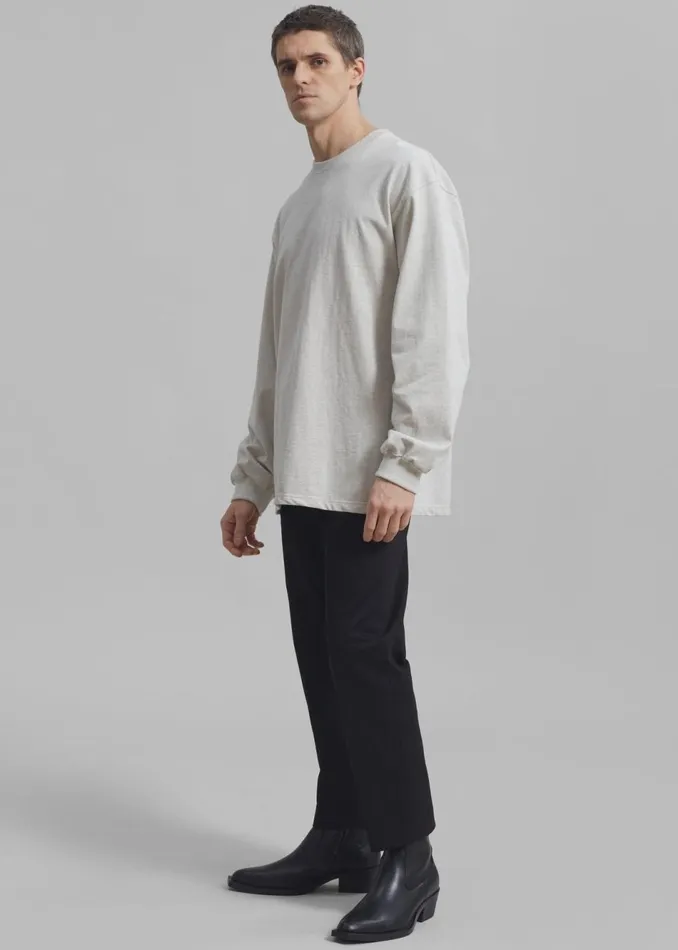 Men The Frankie Shop Tops Christopher Long Sleeve Tee Oat Melange