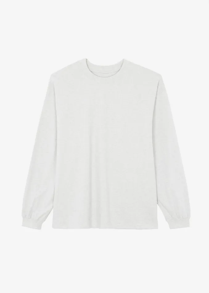 Men The Frankie Shop Tops Christopher Long Sleeve Tee Oat Melange