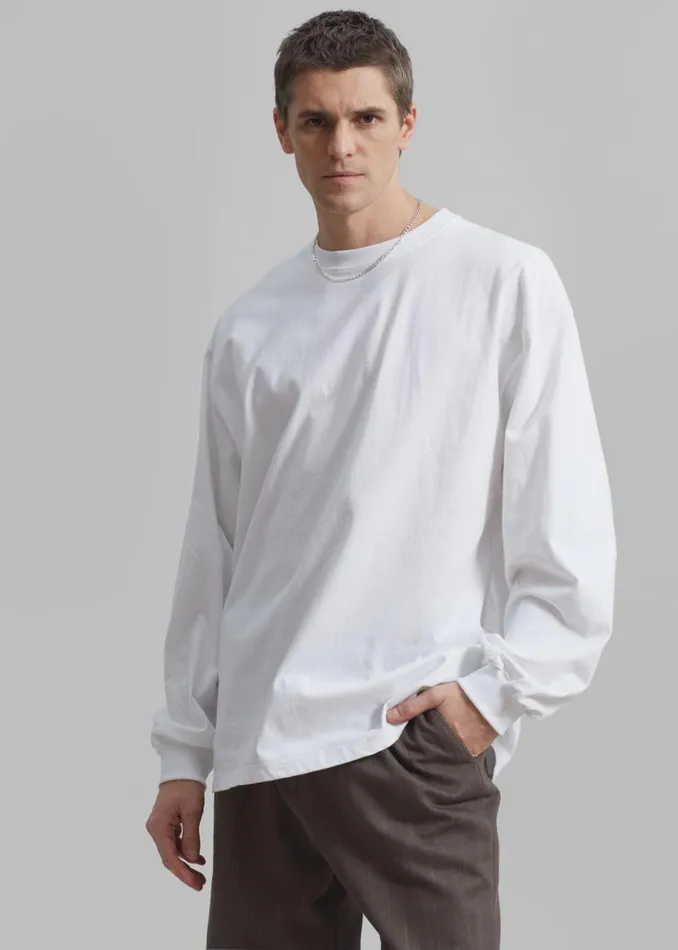 Men The Frankie Shop Tops Christopher Long Sleeve Tee White