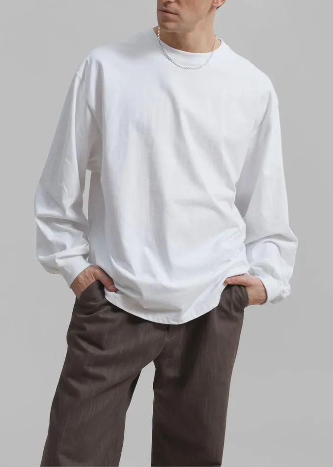 Men The Frankie Shop Tops Christopher Long Sleeve Tee White