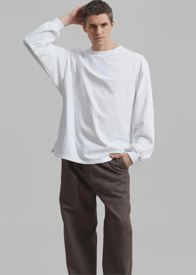 Men The Frankie Shop Tops Christopher Long Sleeve Tee White