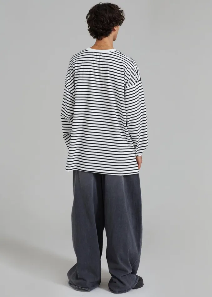 Men The Frankie Shop Tops Cody Pocket Tee Blackwhite Stripe