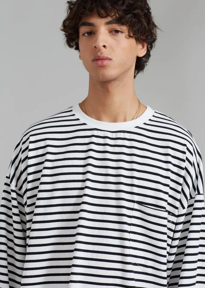 Men The Frankie Shop Tops Cody Pocket Tee Blackwhite Stripe