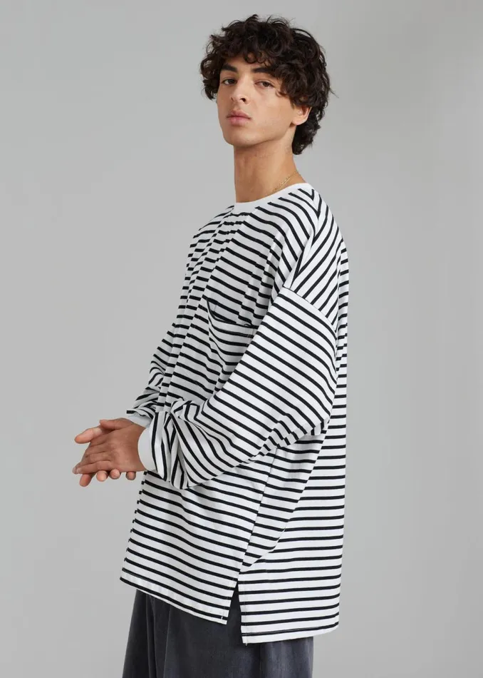 Men The Frankie Shop Tops Cody Pocket Tee Blackwhite Stripe
