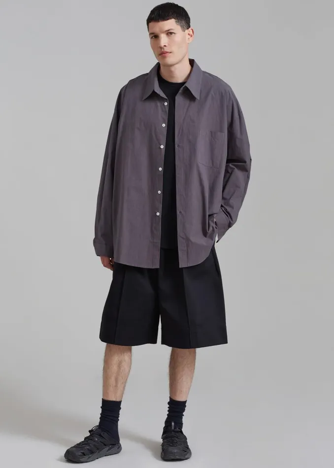 Men The Frankie Shop Tops Darren Oversized Shirt Charcoal