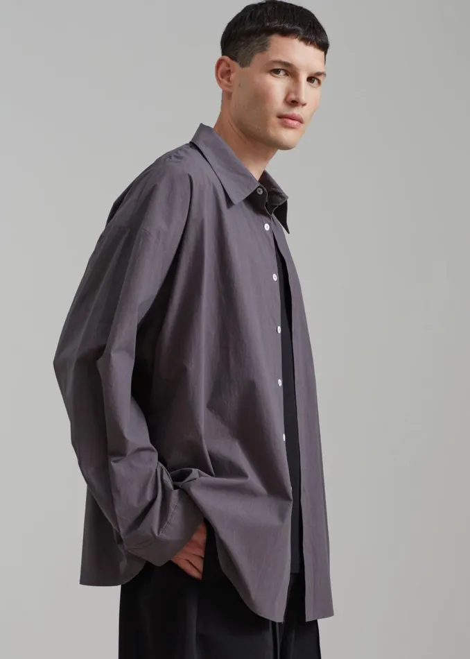 Men The Frankie Shop Tops Darren Oversized Shirt Charcoal