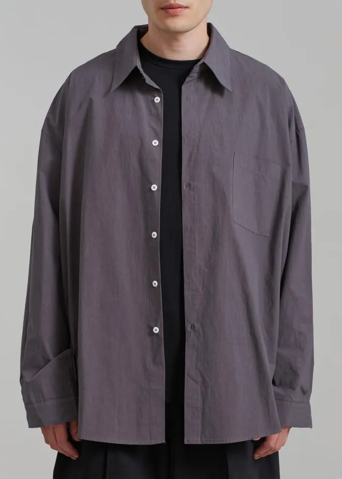 Men The Frankie Shop Tops Darren Oversized Shirt Charcoal