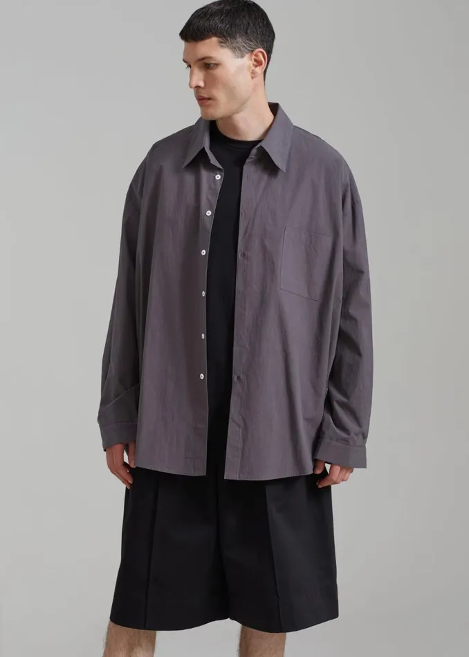 Men The Frankie Shop Tops Darren Oversized Shirt Charcoal